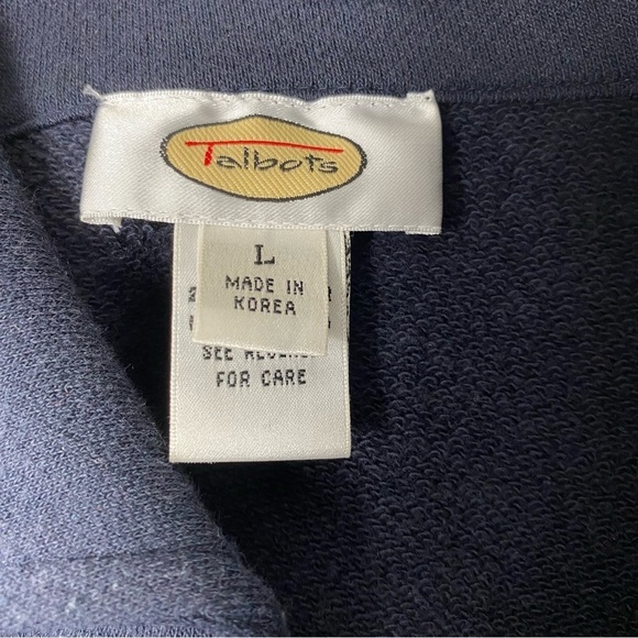 Talbots French Terry Double Breasted Military Style Jacket Navy Blue Sz L EUC - Picture 4 of 7